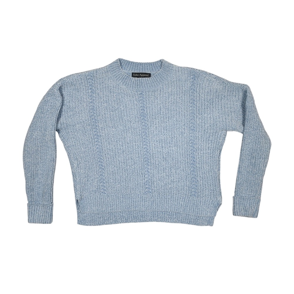 Soho Apparel Chenille Sweater Womens XS Cable Knit Blue SA-SW15